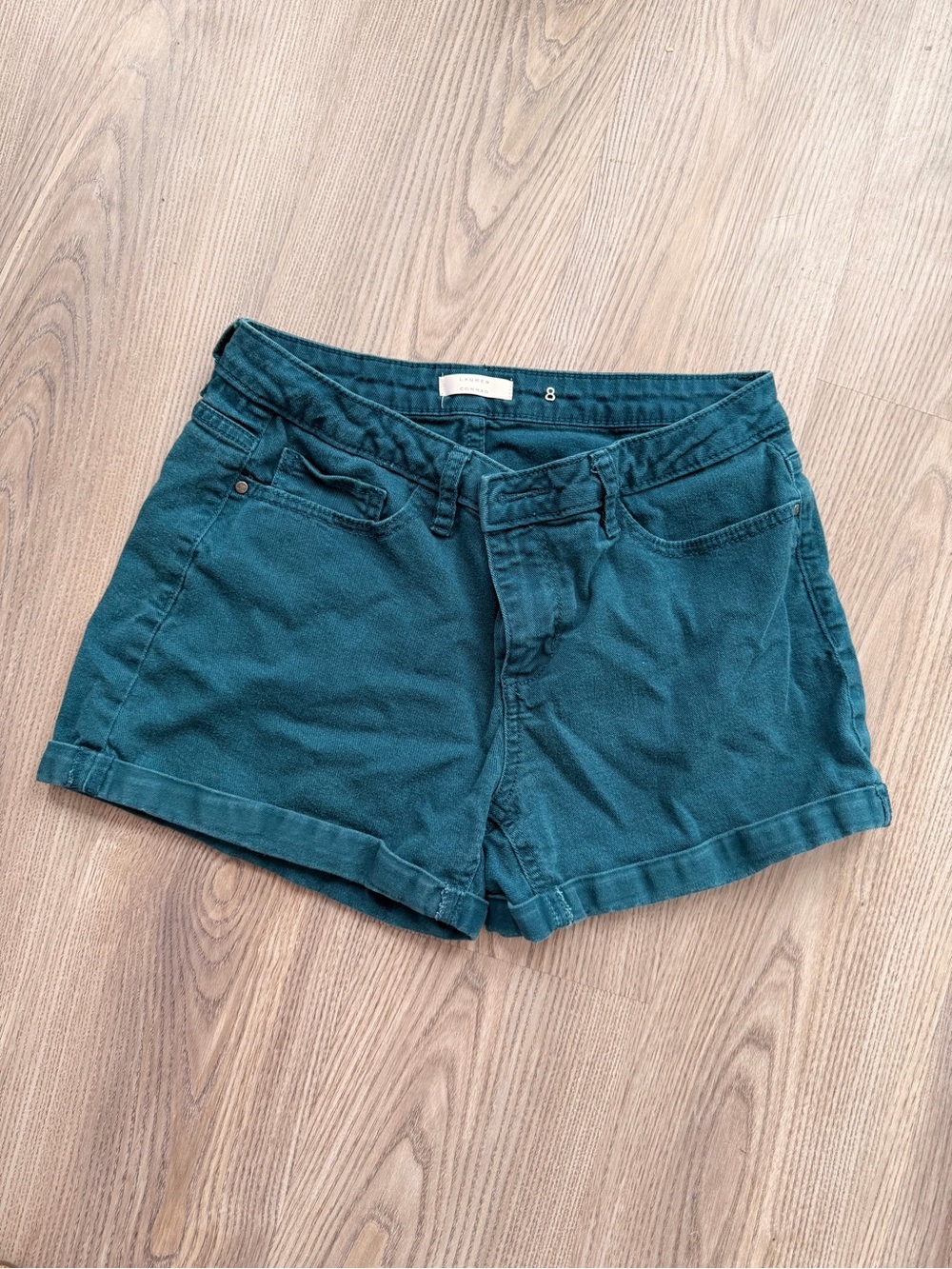 LC Lauren Conrad Teal Green Denim Shorts
